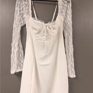 Princess Polly White Lace Sleeve Mini Dress